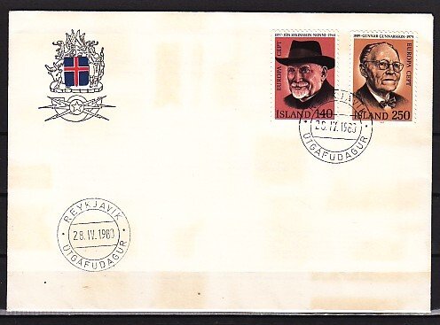 Iceland, Scott cat. 528-529. Writers issue. First day cover. ^