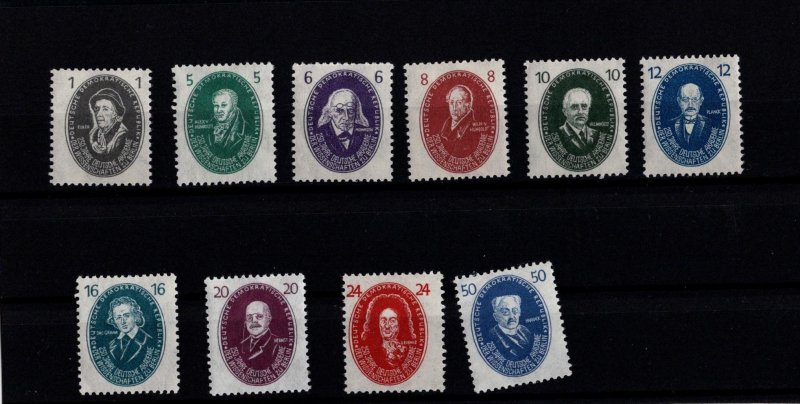 Germany DDR MNH set portraits of 1950. Wmk. 292. Sc# 58-67