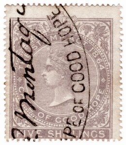 (I.B) Cape of Good Hope Revenue : Stamp Duty 5/- (1865)