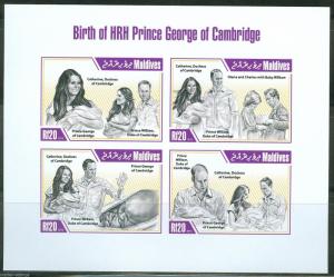 MALDIVES  2013  BIRTH OF PRINCE GEORGE SHT IMPF PRINCESS DIANA, KATE WM  MINT NH