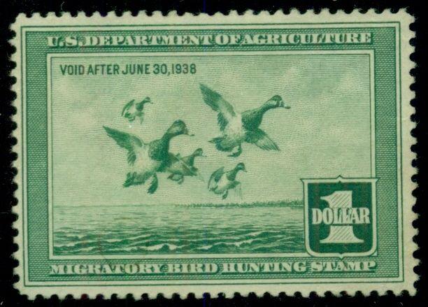 US #RW4 $1.00 Scaup Ducks, unused no gum, VF, Scott for no gum $85.00
