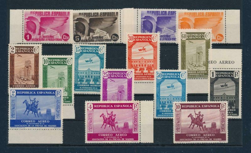 [107836] Spain 1936 Press Madrid airmail Few stamps very light spot points MNH