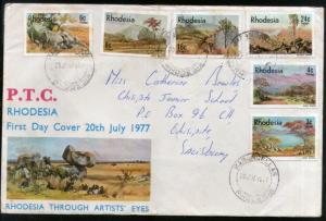 Rhodesia 1977 Landscape Paintings Mountain Art Sc 381-6 Commercial Used FDC #...