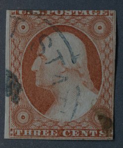 United States #11A VF Used Type II Three Cent Washington Circle Place Cancel