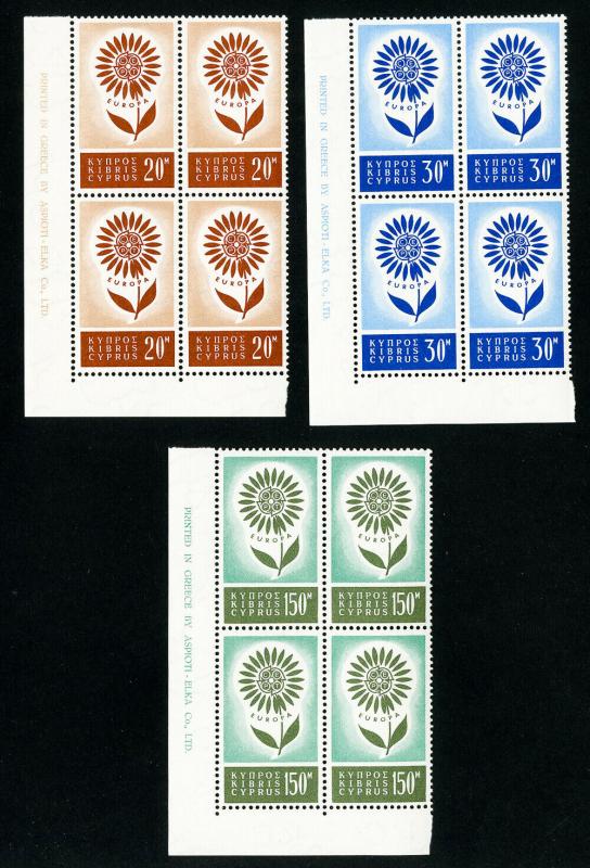 Cyprus Stamps # 244-6 XF OG NH Block 4 Scott Value $143.00