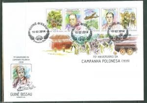 GUINEA BISSAU  2014 75th ANN OF THE INVASION OF POLAND START OF WW II SHEET FDC 