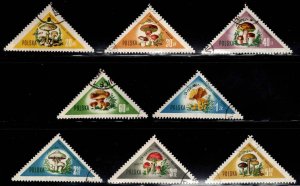 Poland Scott 842-849 Used, CTO 1959 Mushroom stamp set