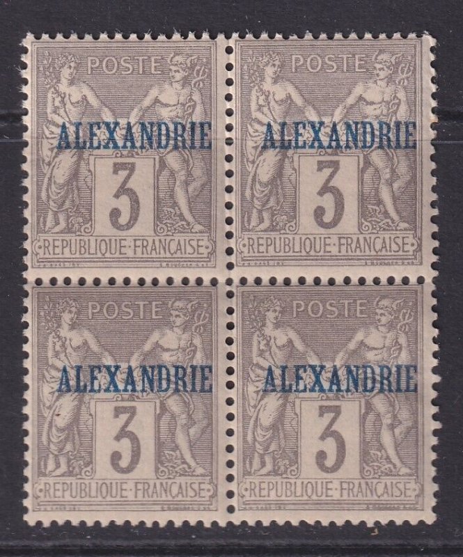 Alexandria (French Offices), Scott 3 (Yvert 3), MNH/HR block of four