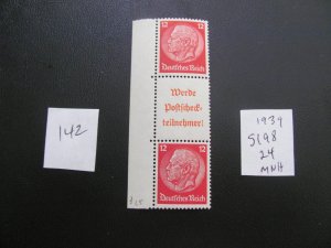 GERMANY 1937 MNH  MI. S196 Booklet   XF 24  EUROS (142)