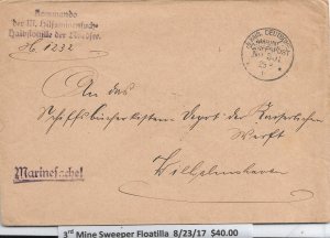 WW1: Germany Marine Schiffspost: 3rd Mine Sweeper Flotilla 8/23/1917 (M6516)