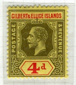 GILBERT ELLICE; 1914 early GV issue fine Mint hinged 4d. value