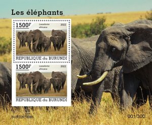 BURUNDI - 2022 - Elephants - Perf 2v Souv Sheet - Mint Never Hinged