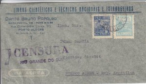 1942, Porto Alegre to Rio de Janeiro,Brazil, Airmail, Censored (C3572)