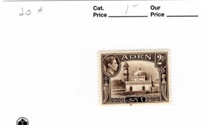 Aden #20 MH - Stamp - CAT VALUE $1.00