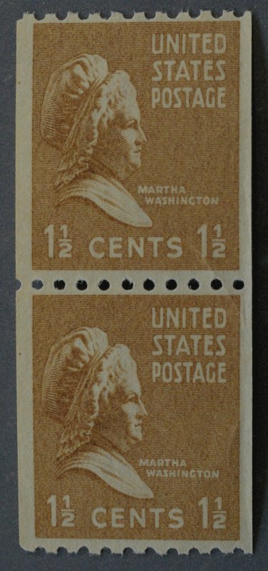 United States #849 1 1/2 Cent Martha Washington Coil Pair MNH