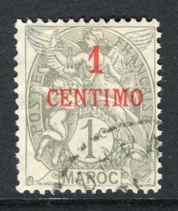 FRENCH MOROCCO;  1900s early Blanc surcharged 1c. used value