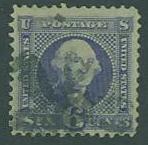 USA SC#126 G. Washington 6c, blue, NO grill, Used