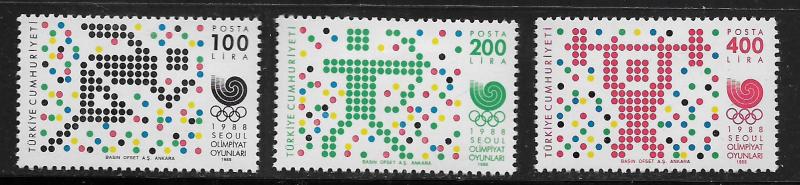 TURKEY, 2414-2416, MINT HINGED, OLYMPIC GAMES 1988
