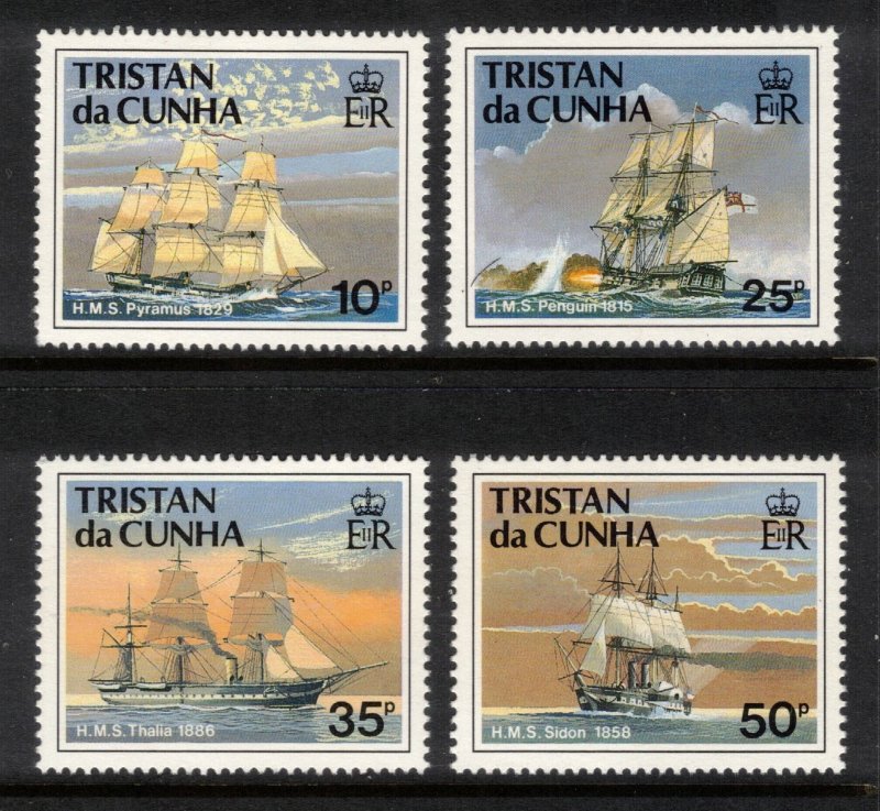 TRISTAN DA CUNHA 1990 Royal Navy Warships; Scott 487-90, SG 505-08; MNH