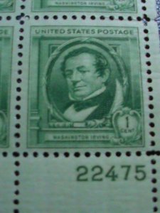 ​UNITED STATES 1940 SC# 859- FAMOUS AMERICAN-WASHINGTON IRVING-MNH- SHEET VF