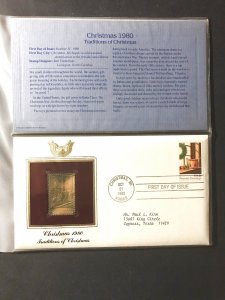 US #1843 and Gold-Plated Stamp