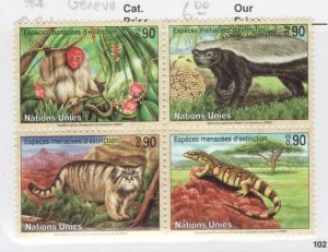 2002 United Nations Geneva #389a ** MNH Environment, reptile monkey cat badger