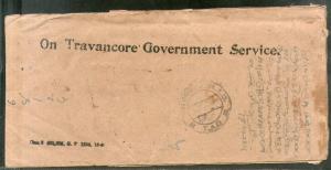 India Travancore Cochin State Service Overprinted x2 Stamped Used Cover # 16196