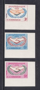 Cambodia Scott : 1965 Footnote Imperf set of 3 MNH