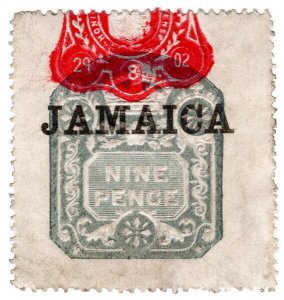 (I.B) Jamaica Revenue : Duty Stamp 9d (die D)