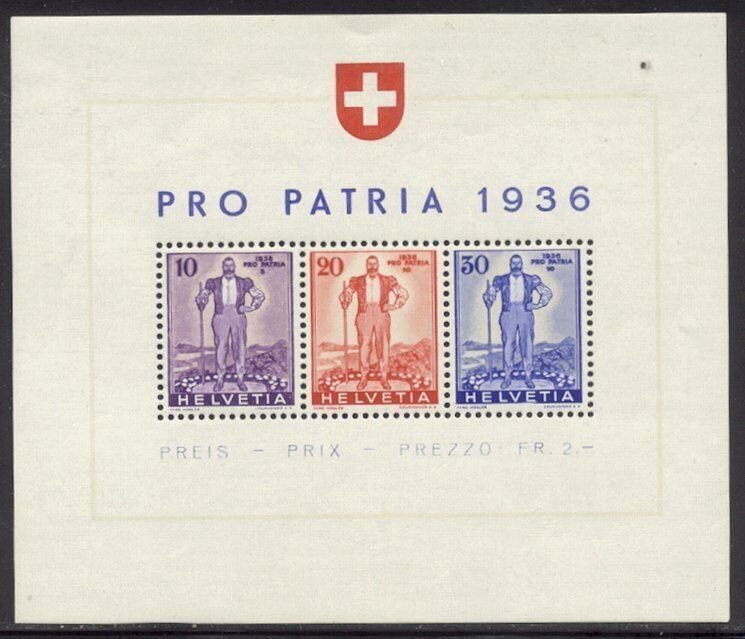 SWITZERLAND #B80a Mint NH - 1936 Herdsman S/S