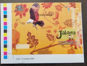 Indonesia 22nd Asian Stamp Expo Eagle 2008 Bird Prey Fauna (ms MNH *imperf proof