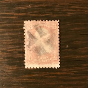 US USED SCOTT 64a Used - 3¢ Washington (1) - Pigeon Blood Pink - VF