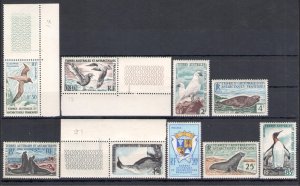 1959-63 TAAF - FRENCH ANTARCTIC - Wildlife - Yvert Catalog #12-17 - 9 Values - M