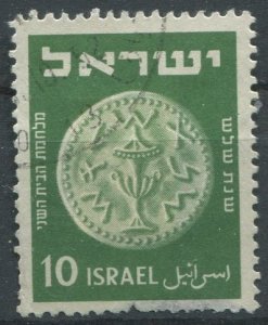 Israel Sc#19 Used, 10p grn, Coins 1949 (1949)