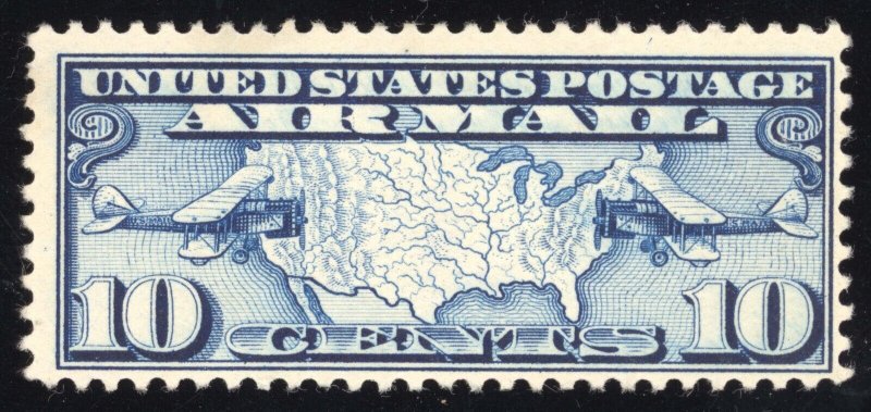 US Scott C7 Mint NH OG 10c dark blue Airmail 1926 Lot T573 bhmstamps