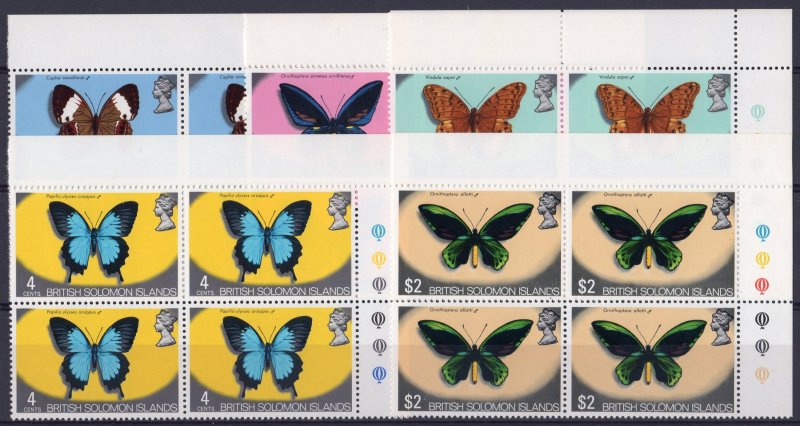 Solomon Islands 1972   BUTTERFLIES Set (5)  BLOCK OF 4 MNH