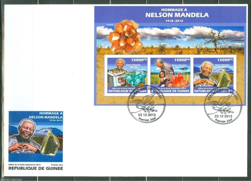 GUINEA   2014 HOMMAGE TO NELSON MANDELA   SHEET  FIRST DAY COVER