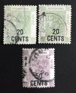 HONG KONG 1891 QV overprints 3V Used SG#48/48a/49 HK3746