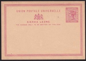 SIERRA LEONE QV 1d postcard fine unused....................................A8135