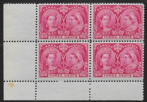 Canada 53  1897  3 cent in block 4  fine mint nh