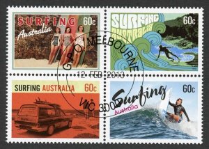 Australia SG3929/32 2013 Surfing Block of 4 Fine Used