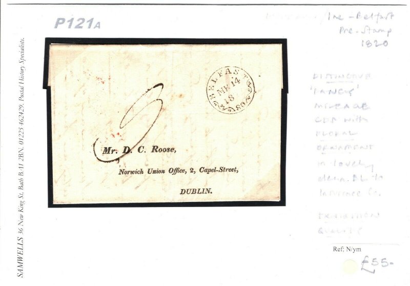 GB IRELAND Cover FANCY DISTINCTIVE MILEAGE CDS Insurance EL Dublin 1820  P121a | Europe - Ireland