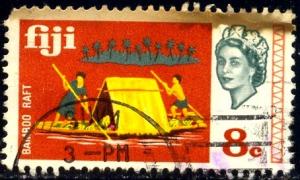 Boat, Bamboo Raft, Fiji stamp Used