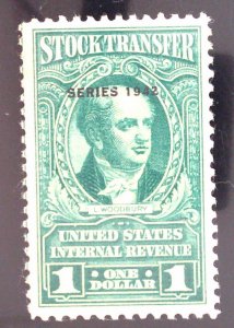 Scott #RD127 $1 Bright Green - Stock Transfer Stamps - Disturbed Gum - 1942