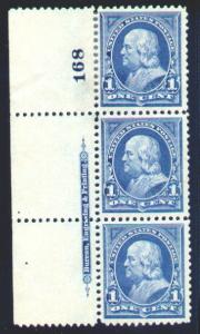 MALACK 264 VF/XF OG LH/NH, plate strip of 3  bottom ..MORE.. g2676