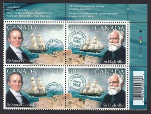 HISTORY = TRANSATLANTIC MAIL SERVICE = Canada 2004 #2042a MNH UR BLOCK of 4