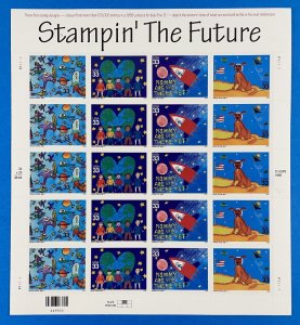 Scott 3414 - 3417 STAMPIN’ THE FUTURE Pane of 20 US 33¢ Stamps MNH 2000