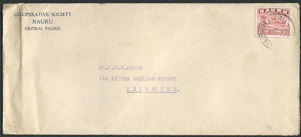 NAURU 1937 commercial cover with 1½d freighter......................37873