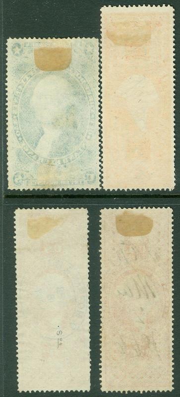 EDW1949SELL : USA 1862. Sc #R87c, 89c-91c. Used Each stamp XF full perf Cat $187