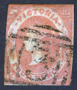 AUSTRALIA - VICTORIA, 1857, Queen Victoria 4p rose, Unwmk, Sc #39, used